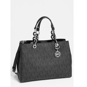 Michael Kors Cynthia Signature Black Satchel